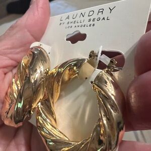 Laundry by Shelli Segal Twisted Gold Hoop Earrings